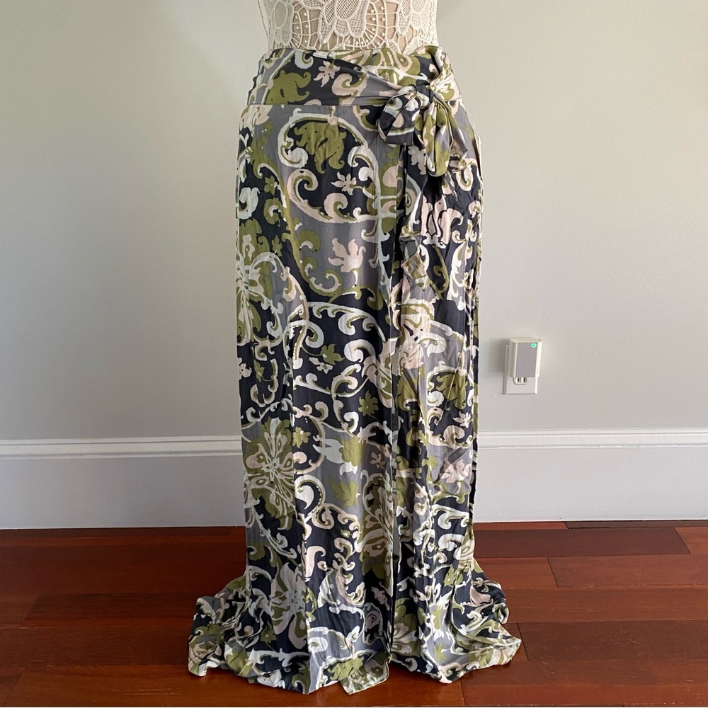 FREE PEOPLE Gray & Green Maxi Skirt NWT $128 Sz 8 - Picture 2 of 10